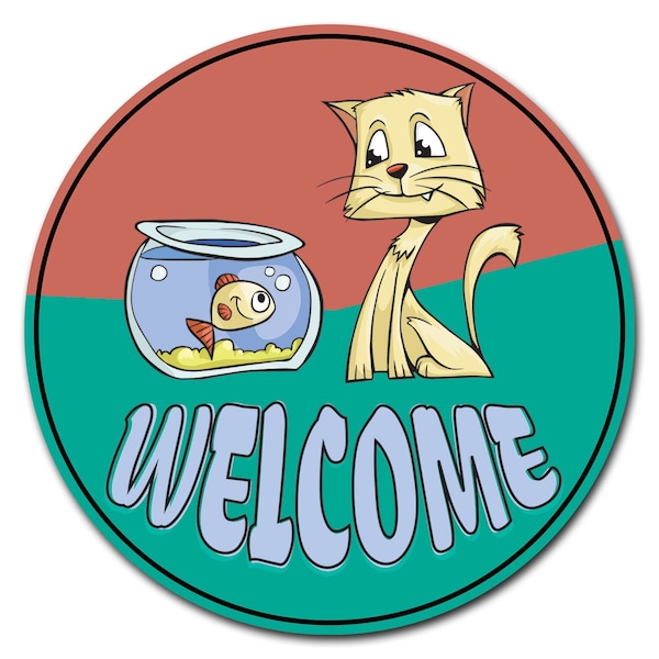 Welcome 2 Circle Corrugated Plastic Sign